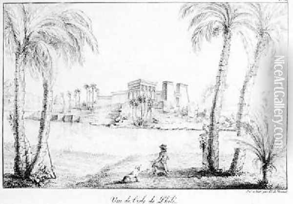 Island of Philae from Receuil des cartes et des vues du voyage en Amerique en Italie en Sicile et en Egypt 1816-21 Oil Painting - Edouard de Montule