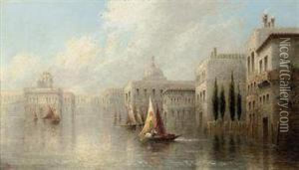 Boats On A Venetian Canal Oil Painting - James Salt