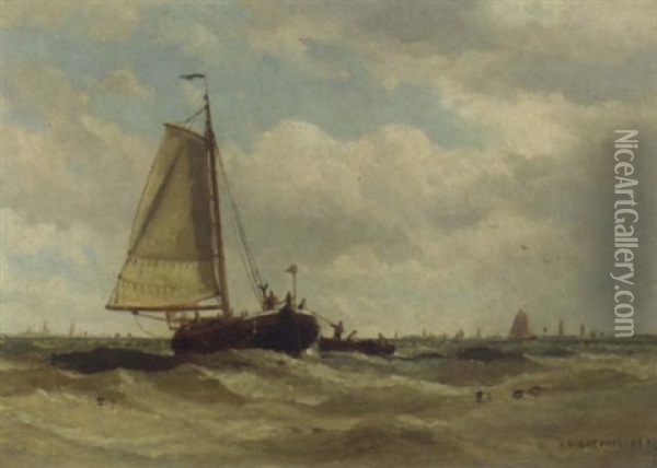 Dutch Ships At Sea Oil Painting - Arthur Wilde Parsons
