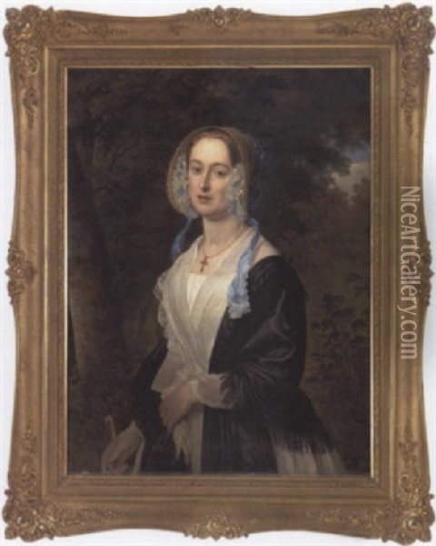 Portraet Af Agnes Drake Gift Med William Wain, Medejeren Af Skibsvaerftet Burmeister & Wain Oil Painting - Hans Christian Jensen