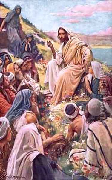 The sermon on the mount Oil Painting - Harold Copping