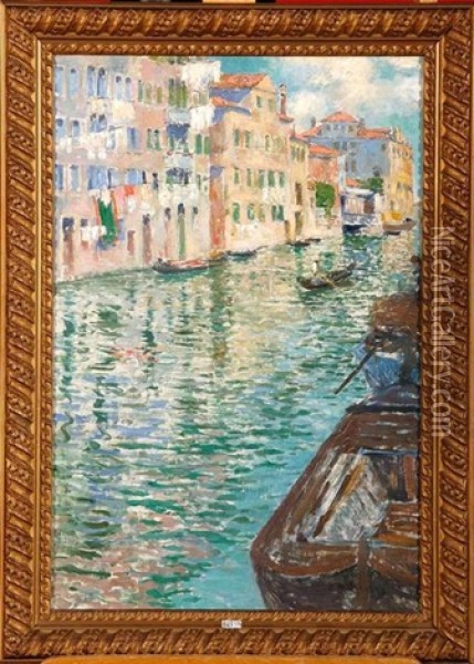 La Giudecca A Venise Oil Painting - Gustav Max Stevens