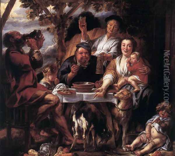 Eating Man Oil Painting - Jacob Jordaens