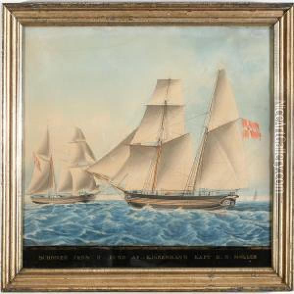 The Schooner Jens H. Lund Of Copenhagen Oil Painting - Jacob Spin