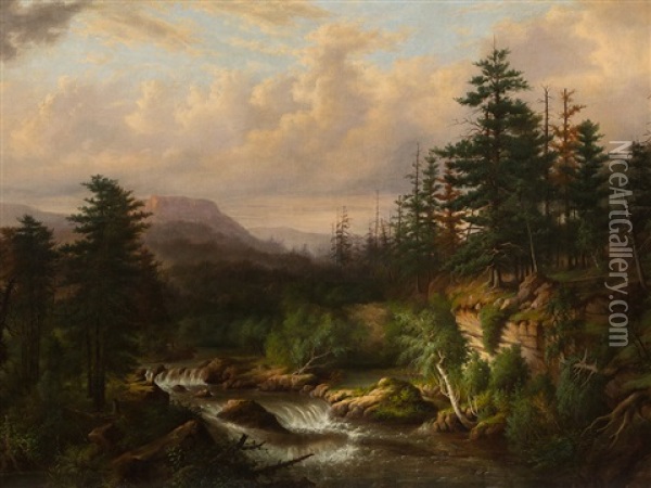 Romantic Forest Oil Painting - Heinrich Vianden