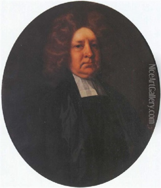 Portrait Of A Gentleman Wearing Clerical Robes Oil Painting - John Baptist Closterman