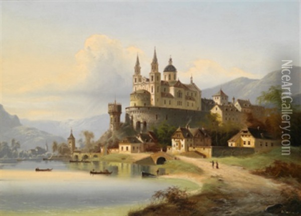 Stift Am Ufer Oil Painting - Johann Wilhelm Jankowski