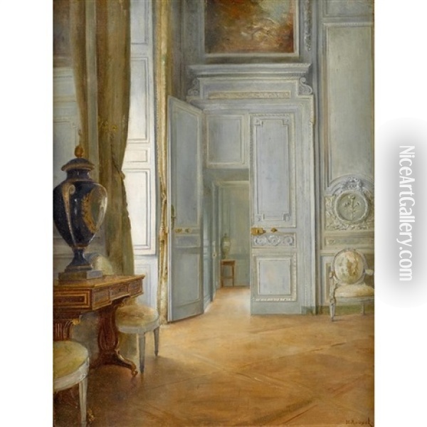 Elegant Interior Oil Painting - Henri Rondel