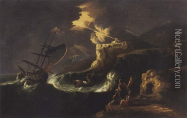 Jonah And The Whale Oil Painting - Pieter Mulier the Younger
