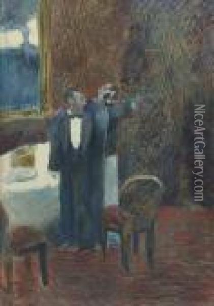 The Butler And The Gentleman Oil Painting - Jean-Louis Forain