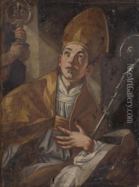 San Gennaro (frammento) Oil Painting - Francesco Solimena
