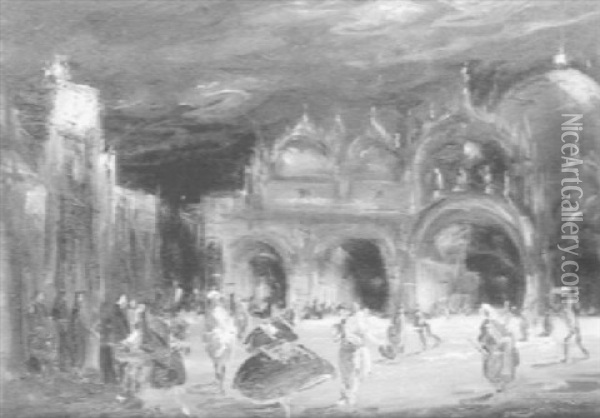 Night-time Carnival, St. Marks Square, Venice Oil Painting - Franz Naager