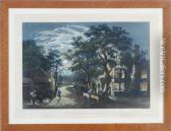 The Wayside Inn Oil Painting - Currier & Ives Publishers