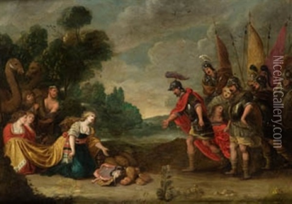 Abigail Aplacando Al Rey David Oil Painting - Frans Francken III
