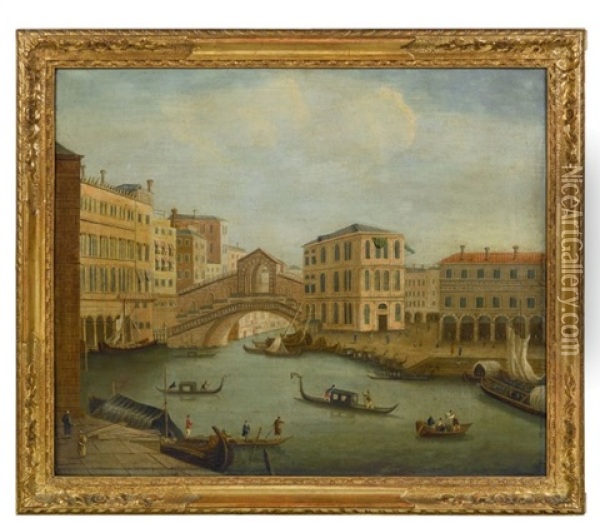 Vue Du Pont De Rialto Et Du Palazzo Dei Camerlenghi Sur Le Grand Canal A Venise Oil Painting - Michele Marieschi