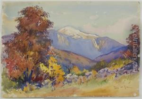 Autumn Maples And Mt.washington Oil Painting - Henry Webster Rice