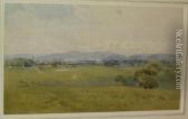 Panoramic View Of The Ribble Valley Near Preston Oil Painting - Frederick Tucker