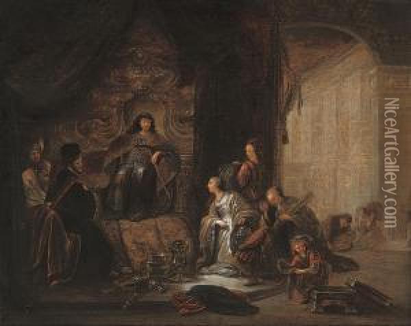 Solomon And The Queen Of Sheba Oil Painting - Jacob Willemsz de Wet the Elder