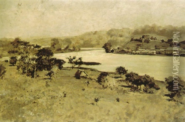 River Landscape Oil Painting - Arthur B. Davies