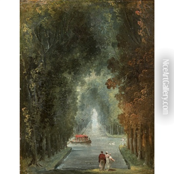 Vue Fantaisiste D'un Canal Sous Des Grands Arbres Oil Painting - Hubert Robert