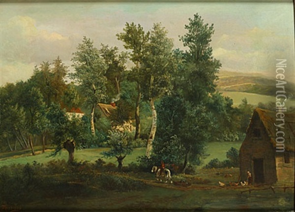 Geanimeerd Heuvellandschap Oil Painting - Theodore Fourmois
