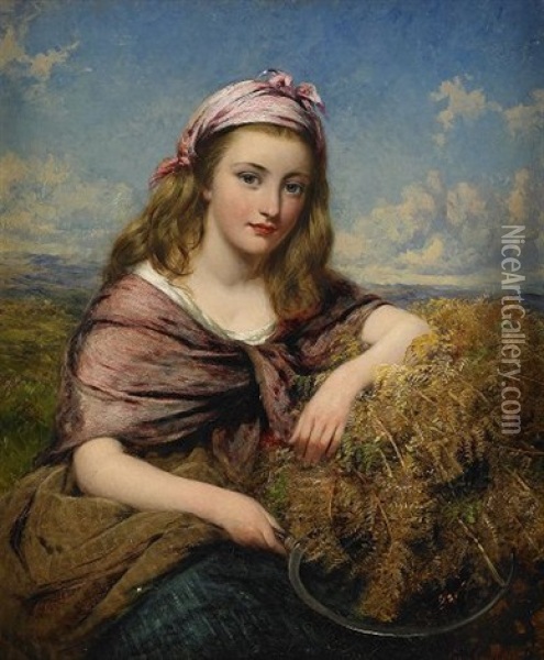 Skordeflicka Oil Painting - Edward John Cobbett