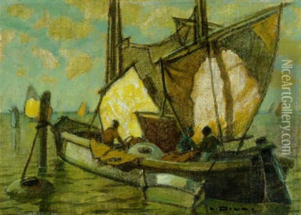Fischerboote Von Malamocco Oil Painting - Ludwig Dill
