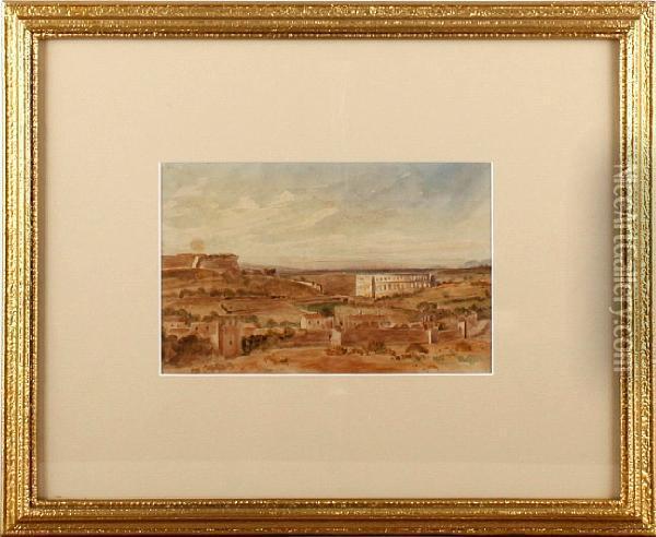 Landscape And Colosseum Oil Painting - Peter de Wint