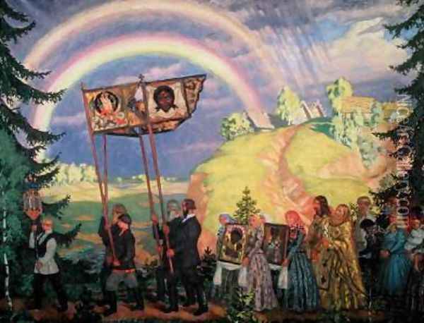 Easter Procession Oil Painting - Boris Kustodiev