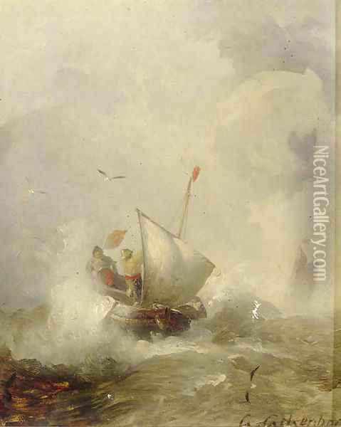 Fisherman in heavy seas Oil Painting - Andreas Achenbach