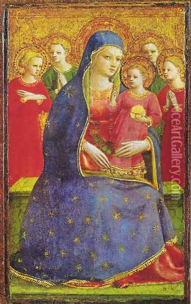 Virgin with the child and four angels Oil Painting - Angelico Fra