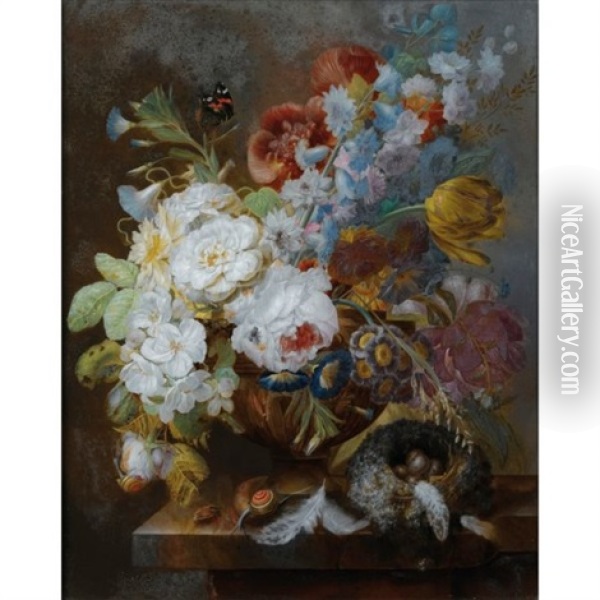 Nature Morte Au Vase De Fleurs Oil Painting - Georges Frederic Ziesel