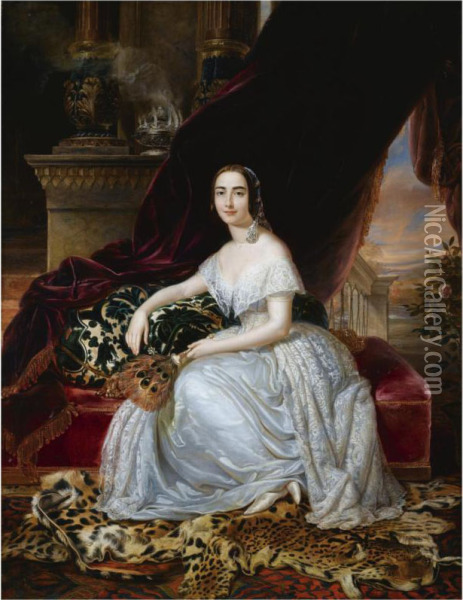 Portrait Of Katerina Rosa Botsaris Oil Painting - Pietro Luchini