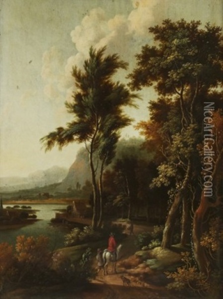 Flodlandskap Med Ryttare Oil Painting - Willem Hendriksz Verboom