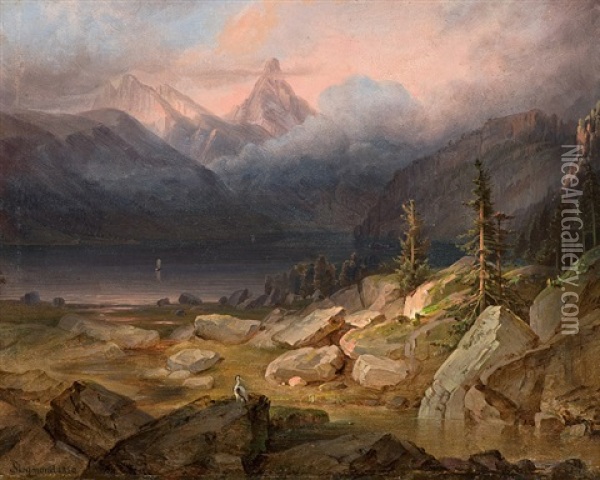 Mountain Landscape Oil Painting - Johann Jakob Siegmund