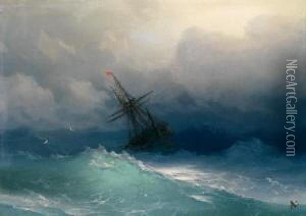 Schiff Bei Schwerer See Oil Painting - Ivan Konstantinovich Aivazovsky