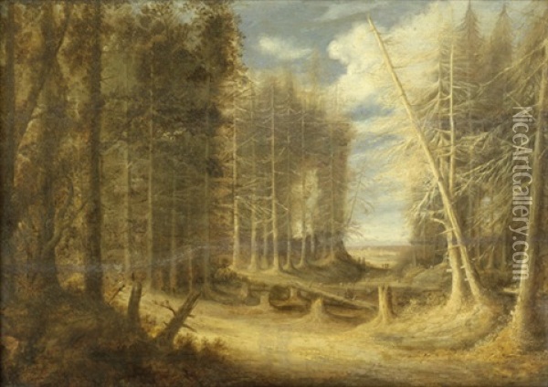 Waldlandschaft Mit Umgesturzten Baumen Und Wanderern Oil Painting - Gillis (Egidius I) Peeters