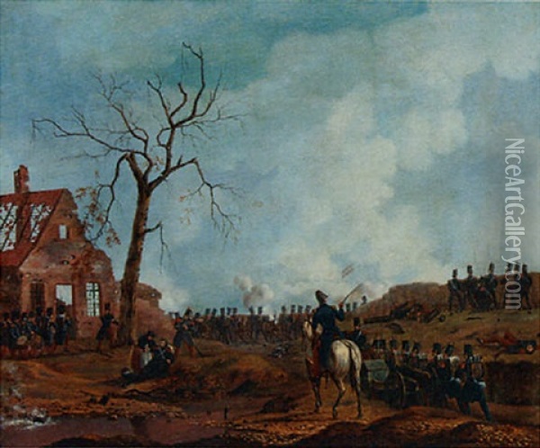 Battle Scene Oil Painting - Jean-Baptiste Davelooze
