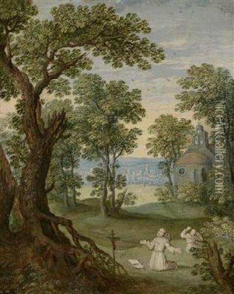 Landscape With The Stigmata Of St. Francis Of Assisi Oil Painting - Marten Ryckaert