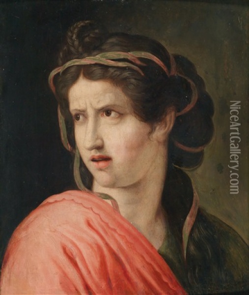 Frauenkopf, Eine Sibylle Oil Painting - Jacopo del Conte