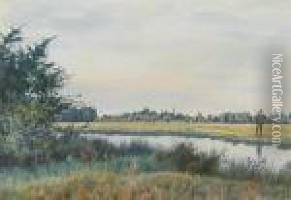 The Ouse, St. Ives, Cambridgeshire Oil Painting - William Fraser Garden