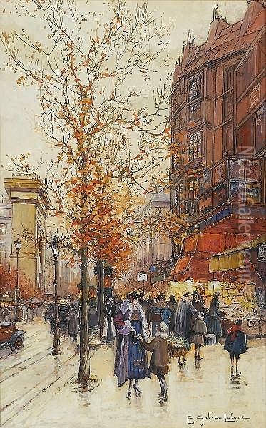 Near Porte Saint Denis, Paris Oil Painting - Eugene Galien-Laloue