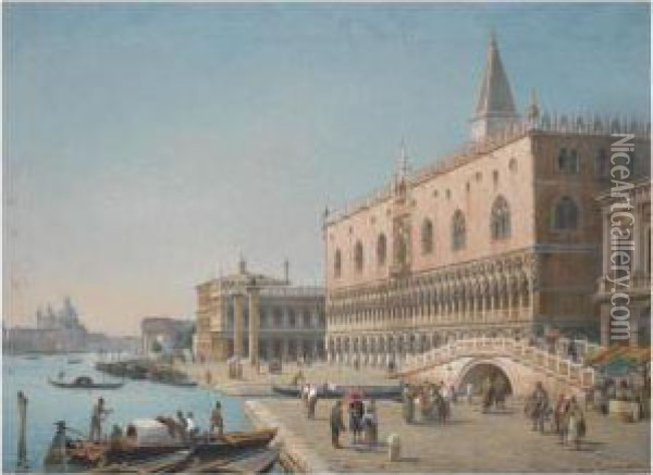 The Doge's Palace, Venice Oil Painting - Luigi Querena