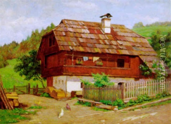 Groscher Kreusche In Lautenhof Bei Millstatt Oil Painting - Eugen Schroth