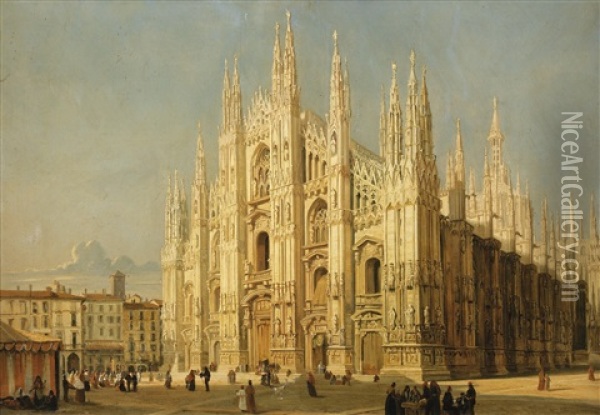 View On The Dome, Milan Oil Painting - Giovanni Migliara