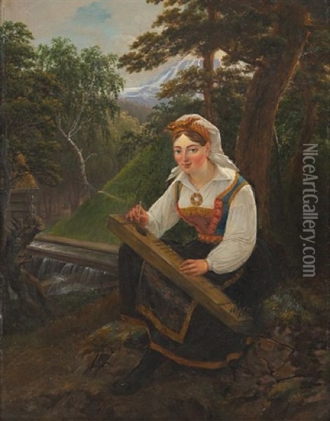 Genrebillede Fra Tellemarken Oil Painting - Johannes Flintoe