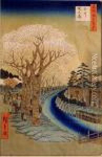 Les Cerisiers Du Japon Oil Painting - Utagawa or Ando Hiroshige