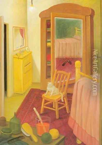 The Bedroom 1993 Oil Painting - Fernando Botero