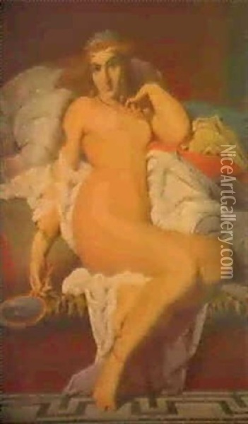 Nu Au Miroir Oil Painting - Gustave Clarence Rodolphe Boulanger