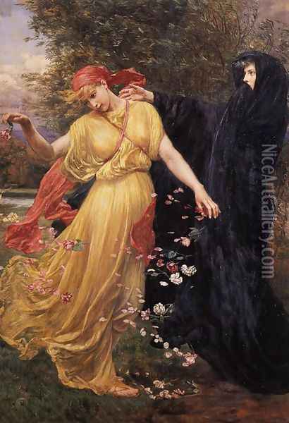 At the First Touch of Winter, Summer Fades Away Oil Painting - Valentine Cameron Prinsep